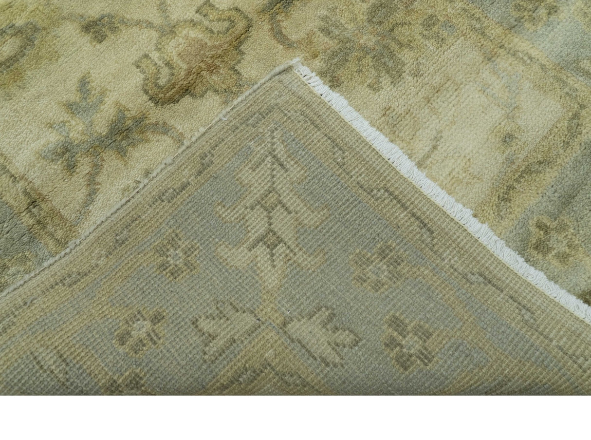 Traditional Oushak Design Blue And Beige Hand Knotted 3x5 Wool Area Rug