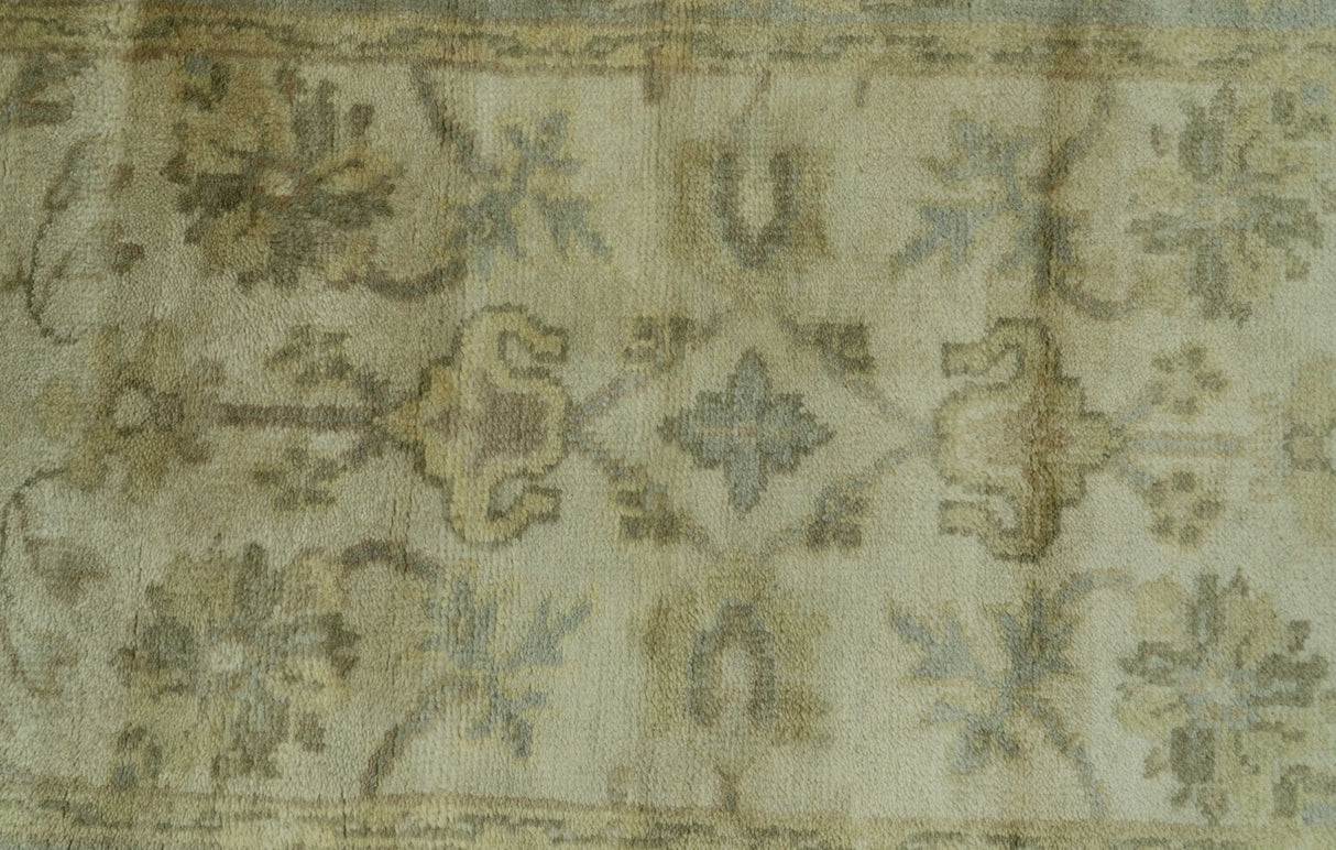 Traditional Oushak Design Blue And Beige Hand Knotted 3x5 Wool Area Rug