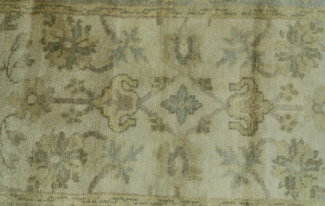 Traditional Oushak Design Blue And Beige Hand Knotted 3x5 Wool Area Rug
