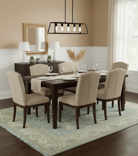 Traditional Oushak Design Blue And Beige Hand Knotted 8x10 Wool Area Rug