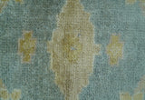 Traditional Oushak Design Blue And Beige Hand Knotted 8x10 Wool Area Rug
