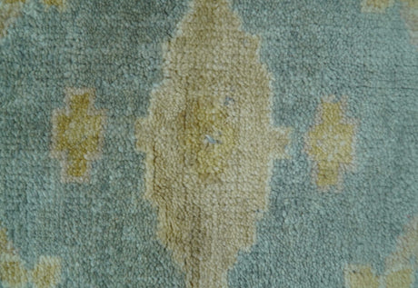 Traditional Oushak Design Blue And Beige Hand Knotted 8x10 Wool Area Rug