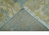 Traditional Oushak Design Blue And Beige Hand Knotted 8x10 Wool Area Rug