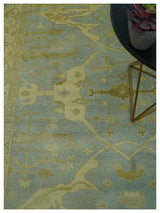 Traditional Oushak Design Blue And Beige hand Knotted 8x8 Wool Area Rug