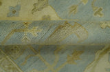 Traditional Oushak Design Blue And Beige hand Knotted 8x8 Wool Area Rug