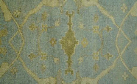 Traditional Oushak Design Blue And Beige hand Knotted 8x8 Wool Area Rug