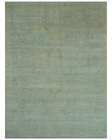 Traditional Oushak Design Blue And Beige Hand Knotted 9x12 Wool Area Rug
