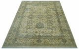 Traditional Oushak Design Blue And Beige Hand Knotted 9x12 Wool Area Rug
