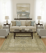 Traditional Oushak Design Blue And Beige Hand Knotted 9x12 Wool Area Rug