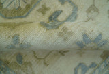 Traditional Oushak Design Blue And Beige Hand Knotted 9x12 Wool Area Rug