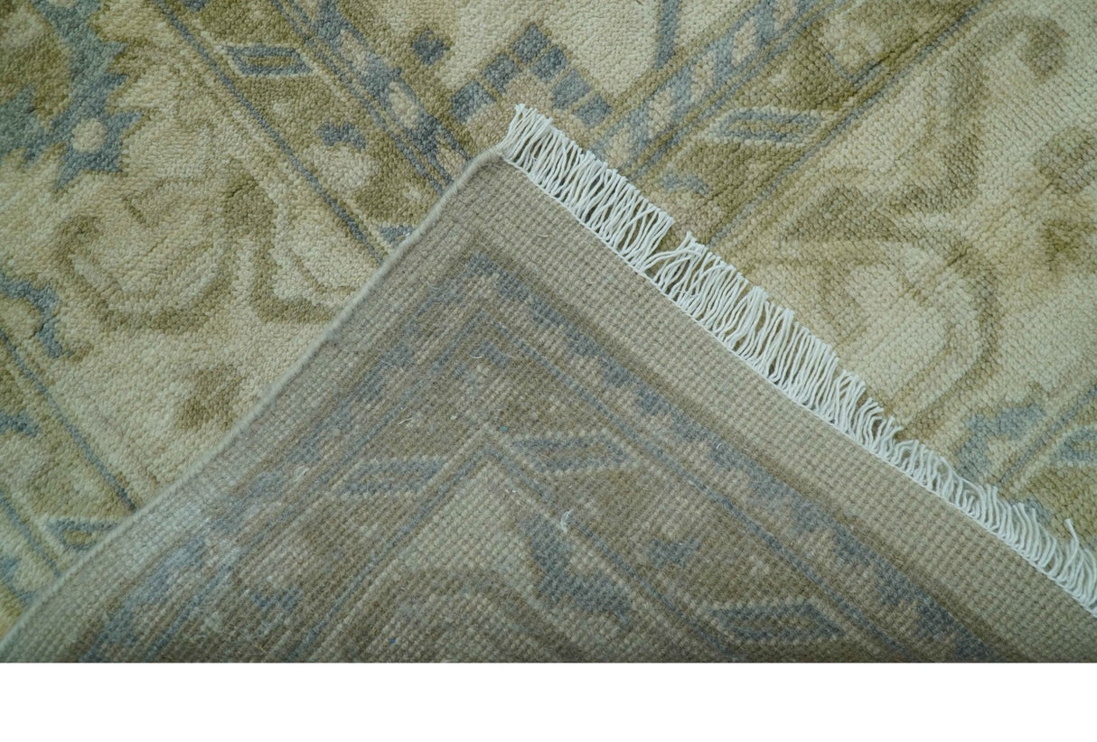 Traditional Oushak Design Blue And Beige Hand Knotted 9x12 Wool Area Rug
