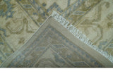 Traditional Oushak Design Blue And Beige Hand Knotted 9x12 Wool Area Rug