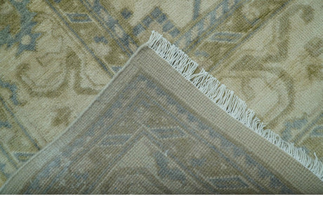 Traditional Oushak Design Blue And Beige Hand Knotted 9x12 Wool Area Rug