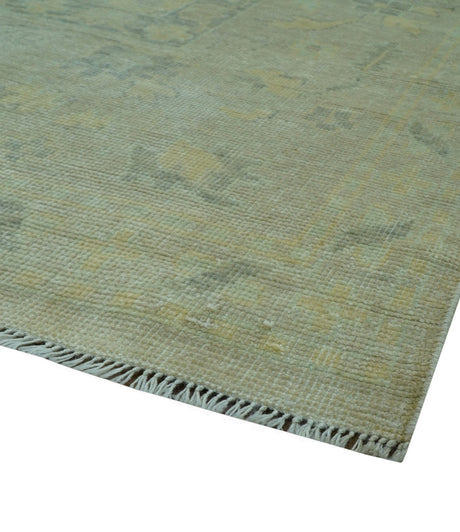 Traditional Oushak Design Blue And Beige Hand Knotted 9x12 Wool Area Rug