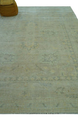 Traditional Oushak Design Blue And Beige Hand Knotted 9x12 Wool Area Rug