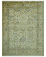 Traditional Oushak Design Blue And Beige Hand Knotted 9x12 Wool Area Rug