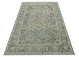 Traditional Oushak Design Blue, Brown And Gray 6X9 Hand Knotted wool rug