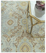 Traditional Oushak Design Blue, Brown And Gray 6X9 Hand Knotted wool rug