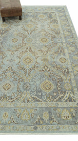 Traditional Oushak Design Blue, Brown And Gray 6X9 Hand Knotted wool rug