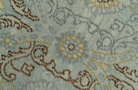 Traditional Oushak Design Blue, Brown And Gray 6X9 Hand Knotted wool rug