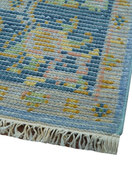 Traditional Oushak Design Blue Hand knotted 6x9 Wool Area Rug