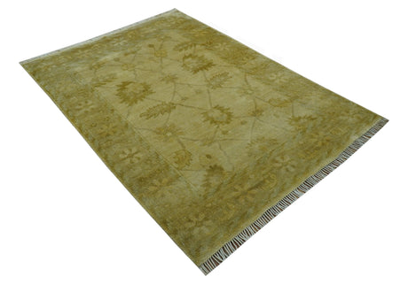 Traditional Oushak Design Brown And Beige Hand Knotted 4x6 Wool Area Rug