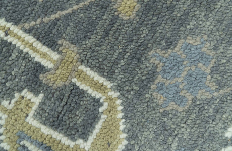 Traditional Oushak Design Charcoal And Camel Hand Knotted Custom Made Wool rug