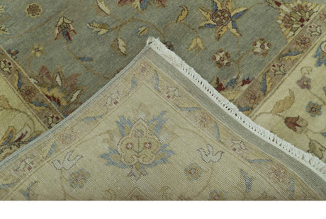 Traditional Oushak Design Green, Blue And Rust 6.5x8 Hand Knotted wool rug