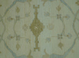 Traditional Oushak Design Ivory And Brown Hand Knotted 8x10 Wool Area Rug