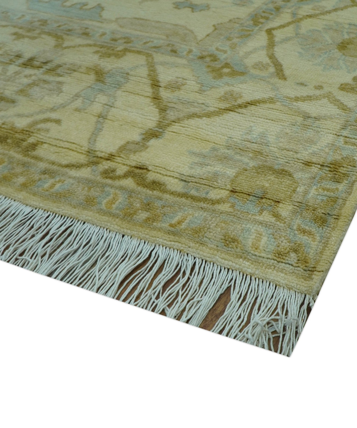 Traditional Oushak Design Ivory And Brown Hand Knotted 8x10 Wool Area Rug