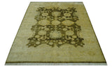 Traditional Oushak Design Olive And Beige Hand Knotted 8x10 Wool Area Rug