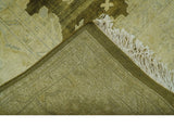 Traditional Oushak Design Olive And Beige Hand Knotted 8x10 Wool Area Rug