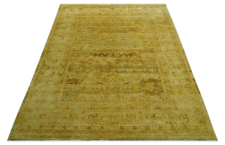 Traditional Oushak Design Olive And Rust Hand Knotted 9x12 Wool Area Rug