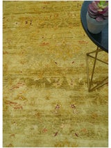Traditional Oushak Design Olive And Rust Hand Knotted 9x12 Wool Area Rug