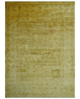 Traditional Oushak Design Olive And Rust Hand Knotted 9x12 Wool Area Rug