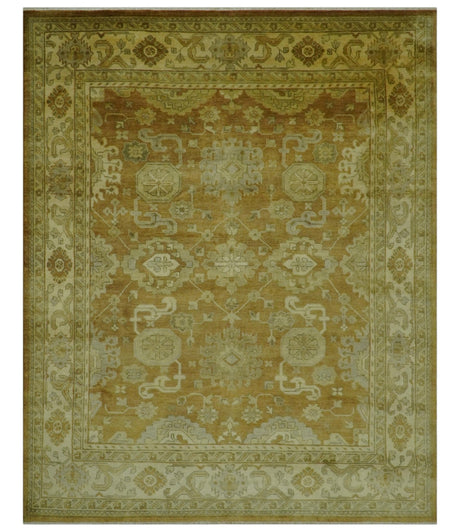 Traditional Oushak Design Rust And Beige Hand Knotted 8x10 Wool Area Rug