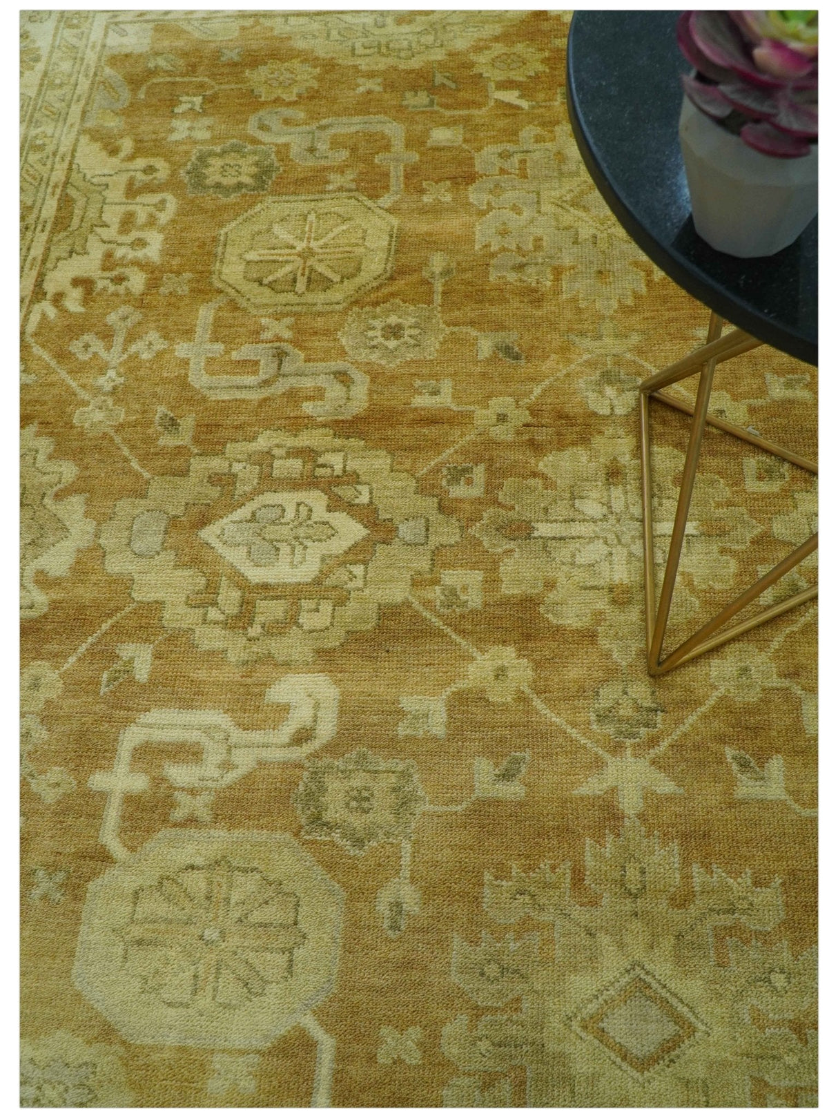 Traditional Oushak Design Rust And Beige Hand Knotted 8x10 Wool Area Rug