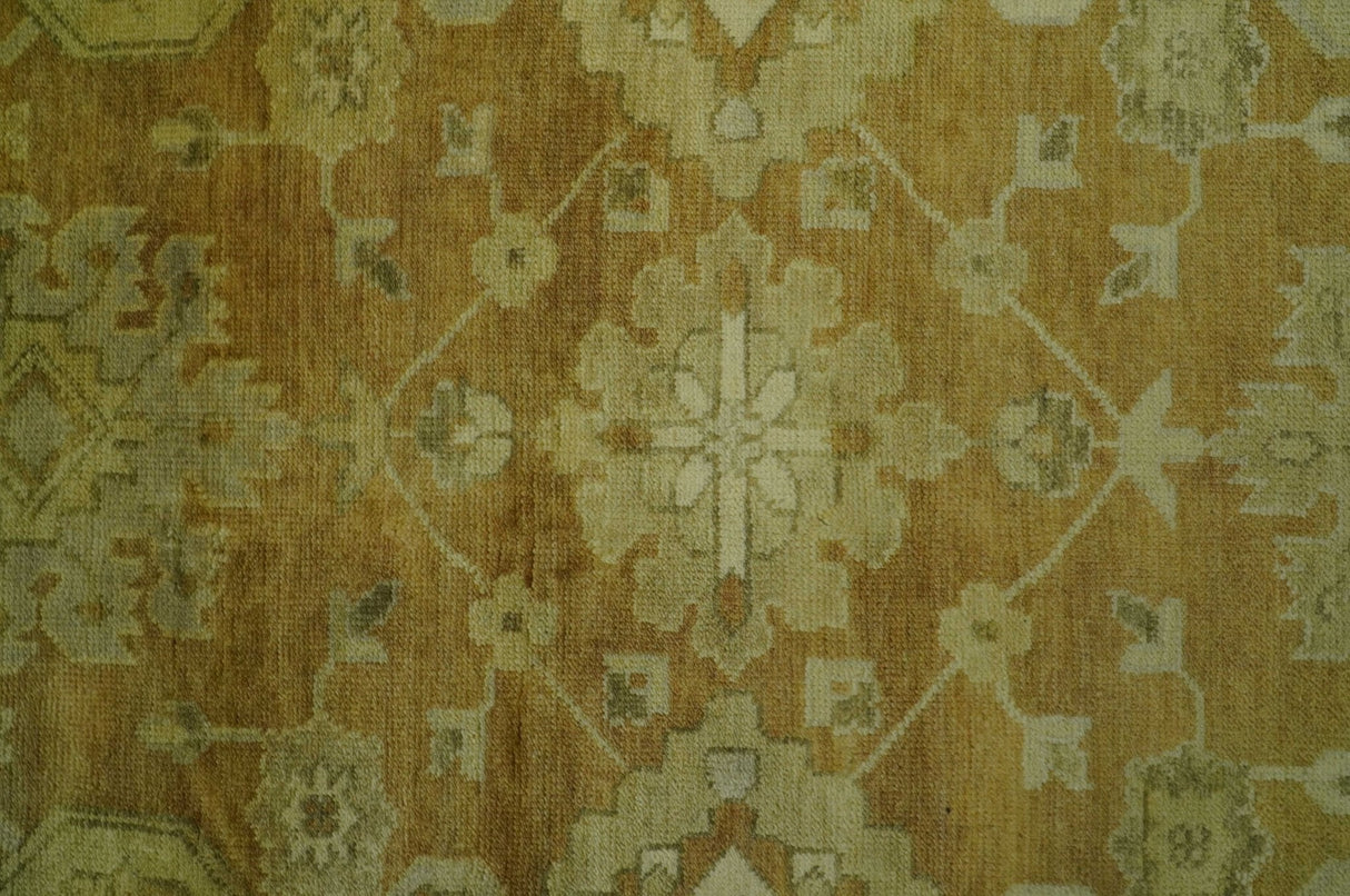 Traditional Oushak Design Rust And Beige Hand Knotted 8x10 Wool Area Rug