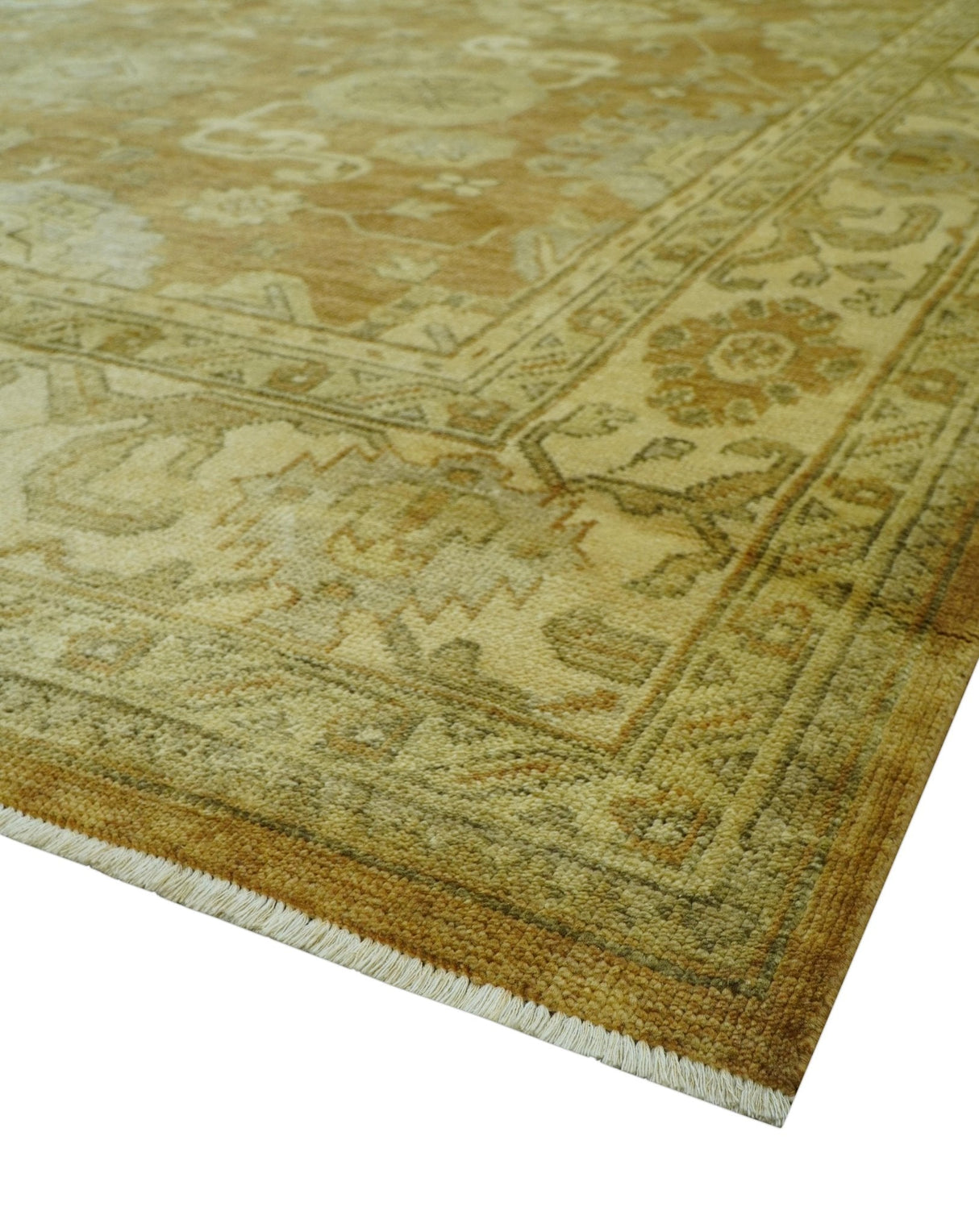 Traditional Oushak Design Rust And Beige Hand Knotted 8x10 Wool Area Rug