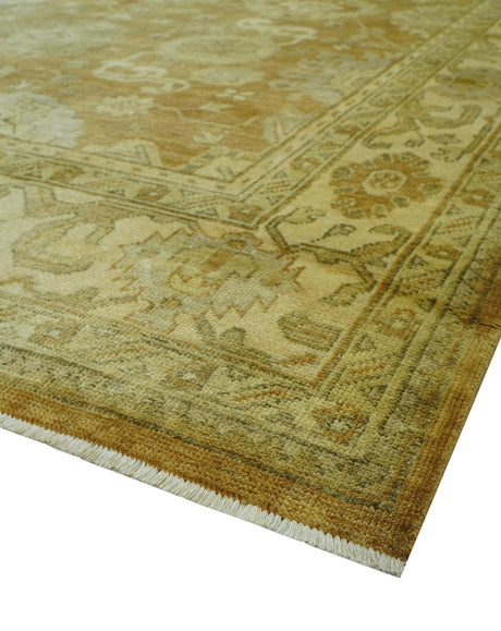 Traditional Oushak Design Rust And Beige Hand Knotted 8x10 Wool Area Rug