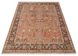 Traditional Oushak Tree of Life Rust and Brown Hand Knotted Wool Rug