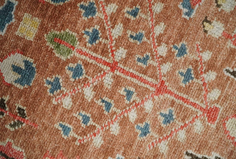 Traditional Oushak Tree of Life Rust and Brown Hand Knotted Wool Rug