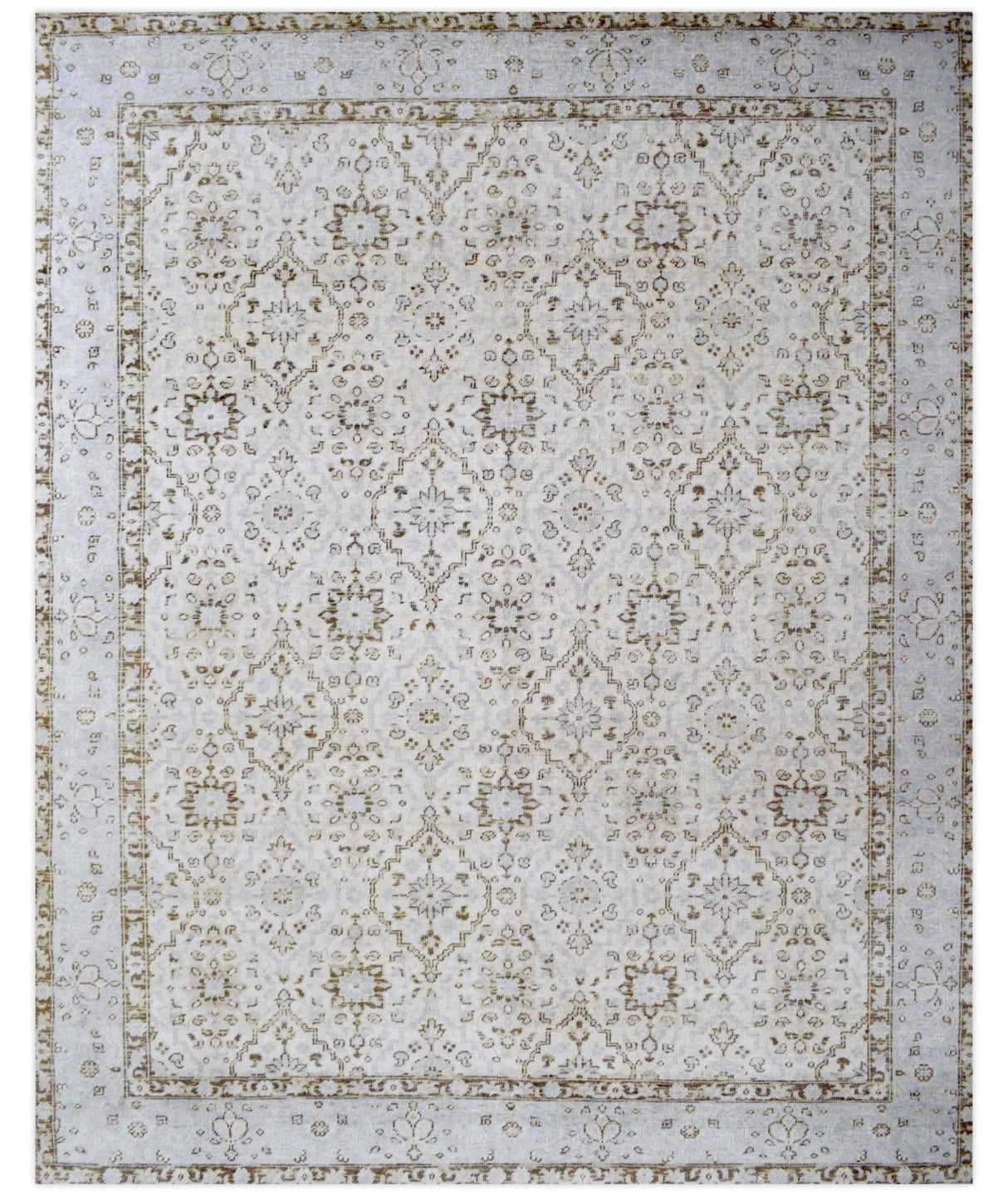 Traditional Persian Design Ivory Hand knotted Wool 8x10 Area Rug