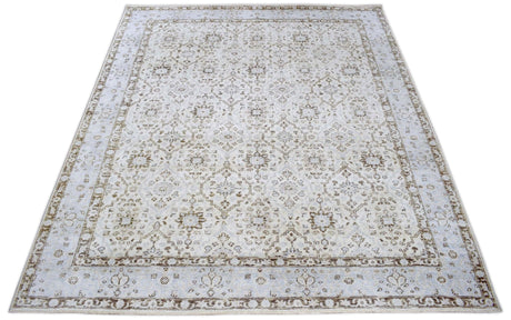 Traditional Persian Design Ivory Hand knotted Wool 8x10 Area Rug
