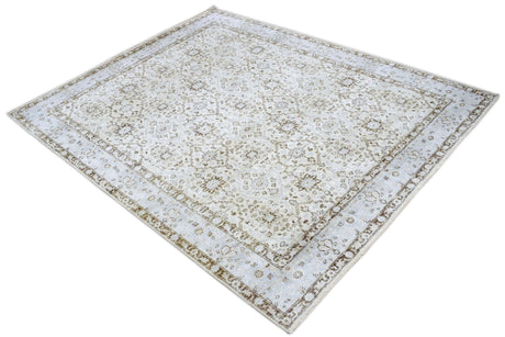 Traditional Persian Design Ivory Hand knotted Wool 8x10 Area Rug
