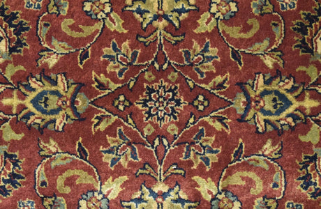 Traditional Persian Design Maroon Hand Knotted Wool 3x12 Area Rug