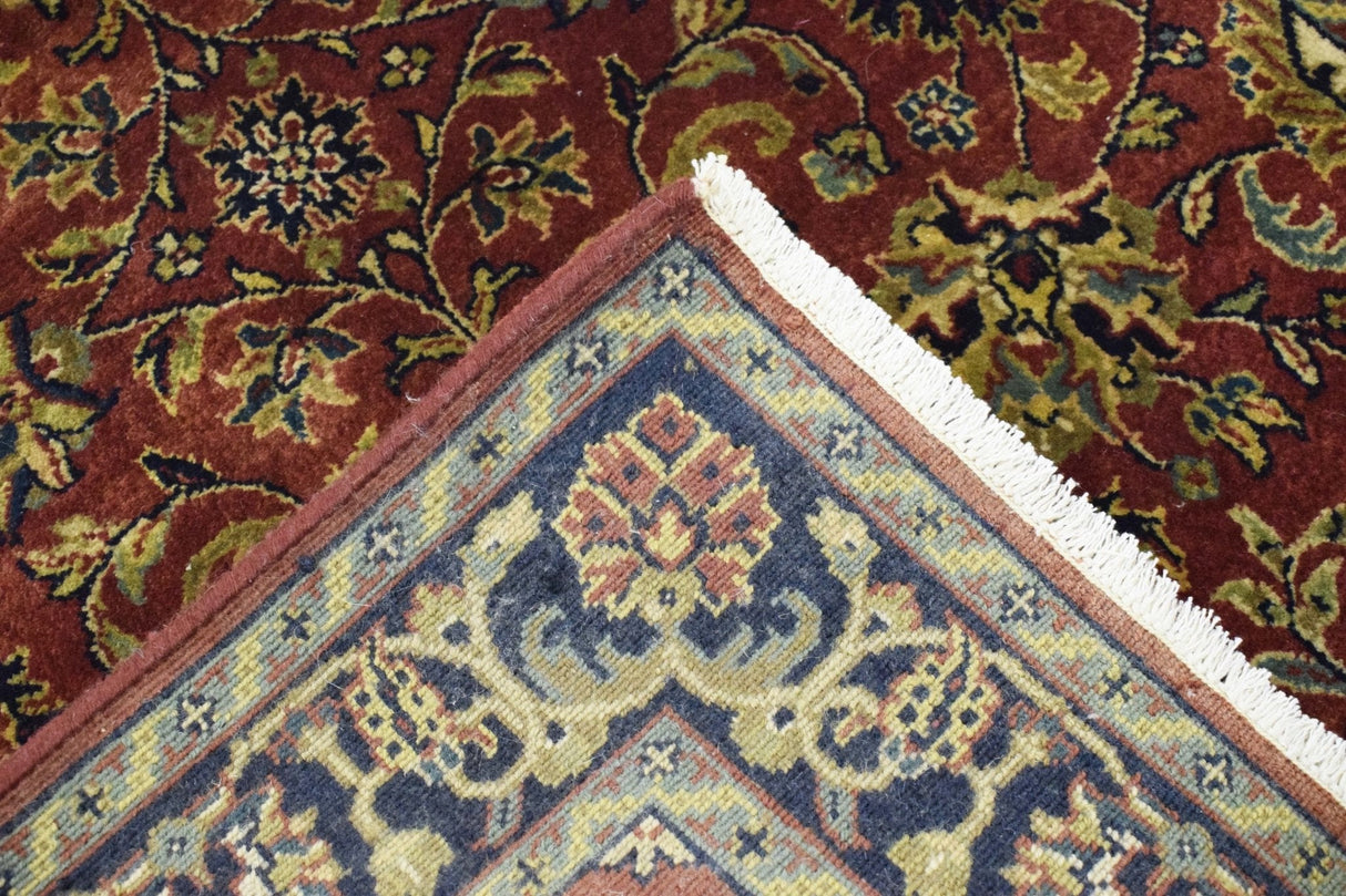 Traditional Persian Design Maroon Hand Knotted Wool 3x12 Area Rug