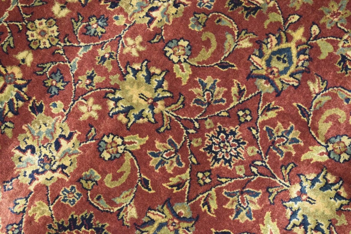 Traditional Persian Design Maroon Hand Knotted Wool 3x12 Area Rug
