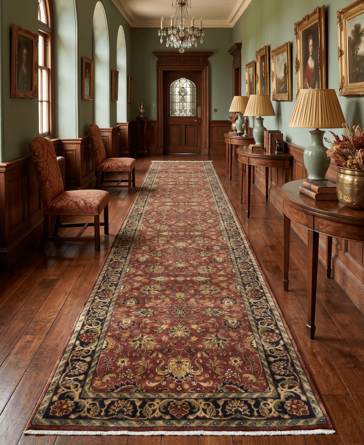 Traditional Persian Design Maroon Hand Knotted Wool 3x12 Area Rug