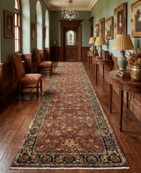 Traditional Persian Design Maroon Hand Knotted Wool 3x12 Area Rug